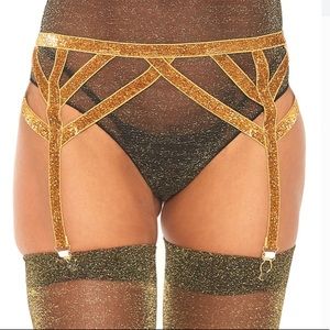 Gold waste garter belt/ body harness